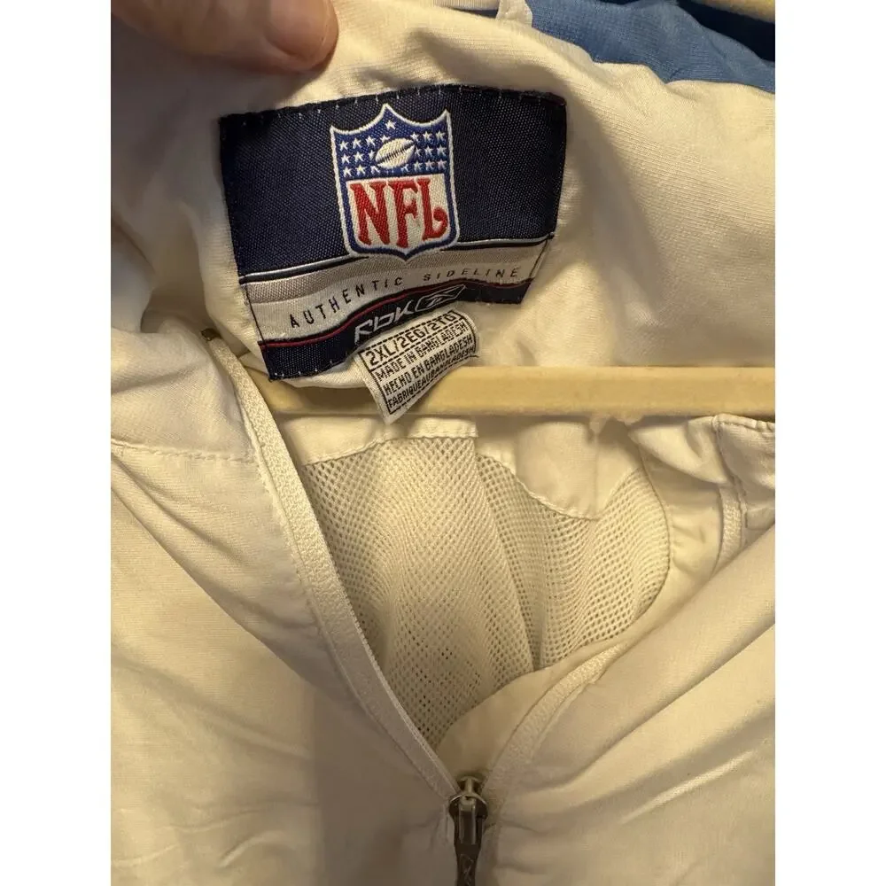 Reebok NFL Tennessee Titans Pullover Jacket Windbreaker 2XL White Blue